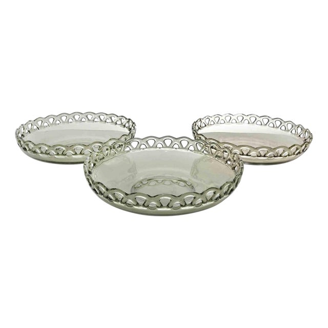 Vintage Italian Art Glass Plates in Beige and Yellow, 1970s, Set of 3 For Sale