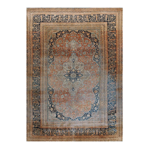 Classic Fine Ivory Traditional Floral Medallion Design Antique Persian Mohtasham Kashan Rug
