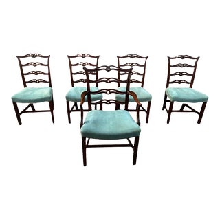 Set of 3 Side Chairs Georgian Mahogany Ribbon Back Side Chairs For Sale