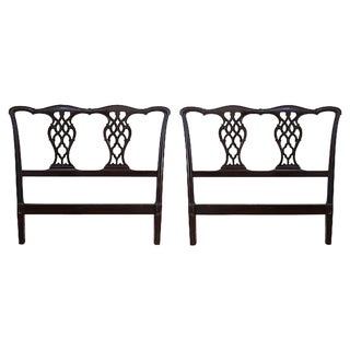 1940's Baker Vintage Mahogany Chippendale-Style Headboards For Sale