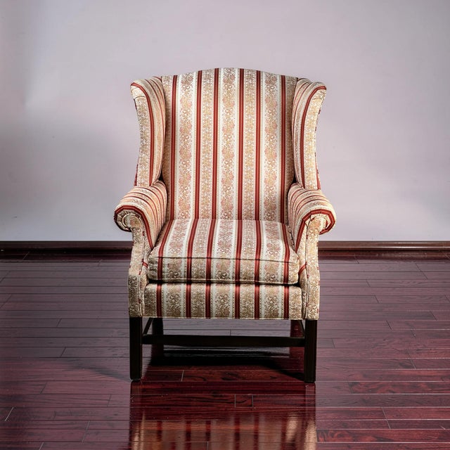 Chippendale Vintage Chippendale Style Wingback Chair by Ethan Allen For Sale - Image 3 of 7