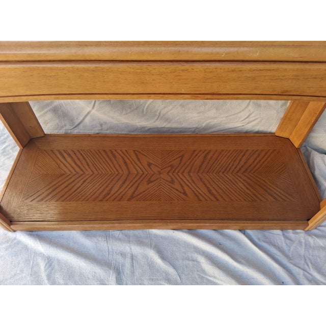 Late 20th Century Postmodern 2-Tiered Oak Console / SofaTable For Sale - Image 5 of 12