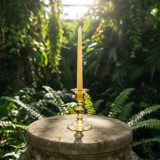 Traditional Vintage Italian Yellow Art Glass Candlestick-Franco-Creazioni Esclusive-Taper For Sale - Image 3 of 11