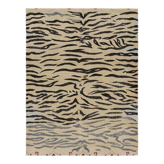 Rug & Kilim’s Distressed Tiger Skin Rug in Gold, Black and Gray Tones For Sale