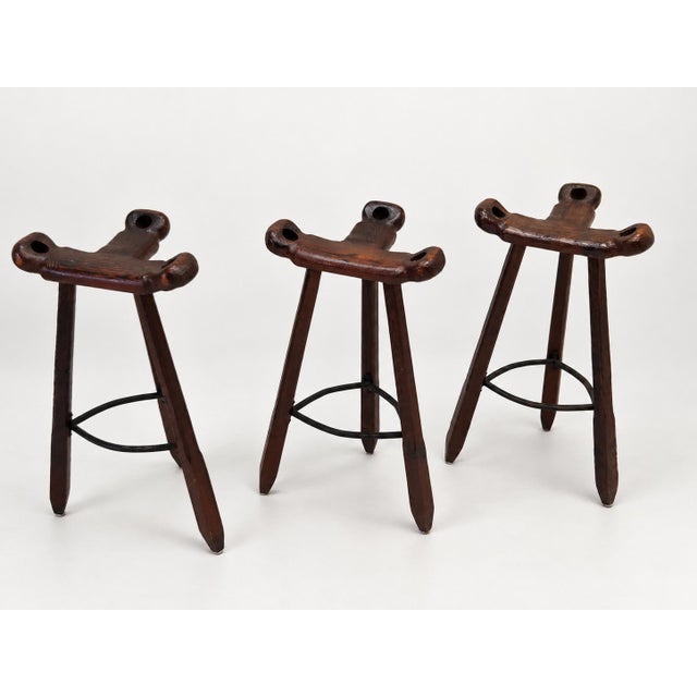 Vintage Brutalist Marbella Stools attributed to Sergio Rodrigues, 1970s, Set of 3 For Sale - Image 14 of 14