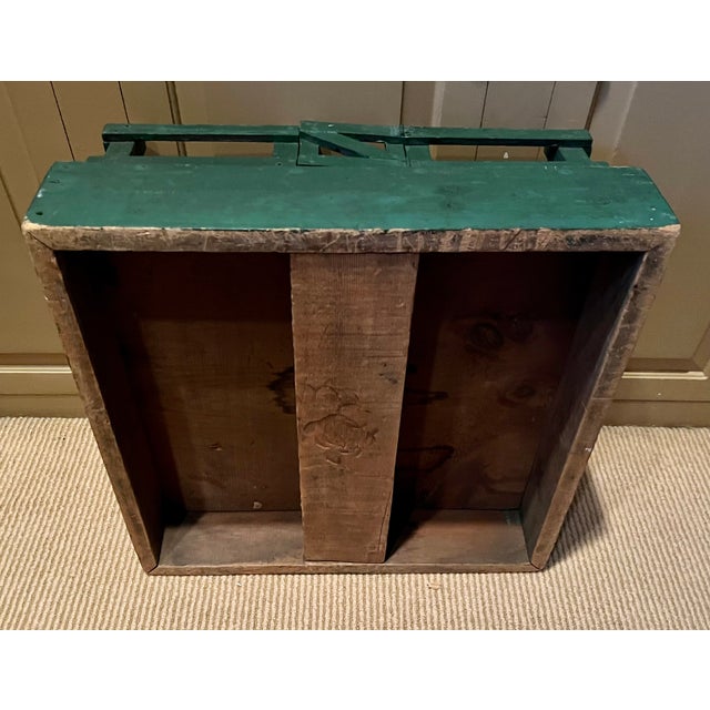 Antique 1920's American Green Paint Decorated Wood Fence, Gate and Stand for Displaying a Feather Christmas Tree For Sale - Image 14 of 15