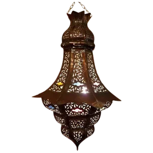 Turkish Moroccan Handmade Copper Finish Multi-Color Glass Metal Lantern