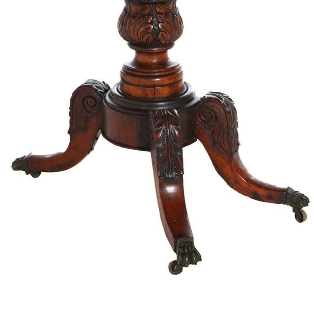 Antique Federal Duncan Phyfe Style Acanthus Carved Mahogany Card Table C1830 For Sale - Image 4 of 14