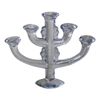 Swedish Ice Glass 5-Armed Candleholder from Pukeberg, 1970s For Sale
