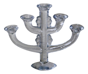 Swedish Ice Glass 5-Armed Candleholder from Pukeberg, 1970s