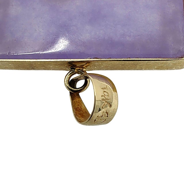14k Gold Dragon Lavender Jade Pendant For Sale - Image 4 of 4