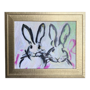 Original Bunny Painting Modern Minimalist Rabbit Art Framed Acrylic on Canvas Board Wall Art by Tatiana Duperault