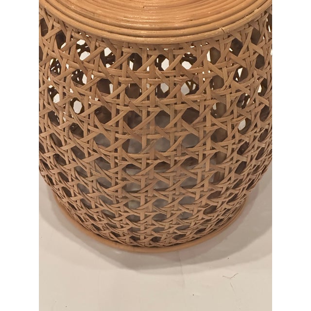 Rattan & Caned Garden Seat Side Table For Sale In Philadelphia - Image 6 of 6