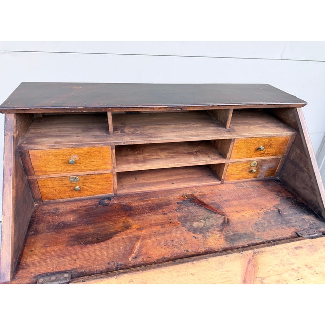Mid 19th Century Antique Lancaster County Pennsylvania Sheraton Paint-Decorated Slant-Front Shopkeeper's Desk For Sale - Image 5 of 15