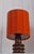 Vintage Table Lamp with Brown Spruce Wood Base and Red Fabric Shade, 1970s For Sale - Image 6 of 7