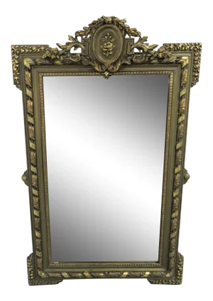 Antique French Floral 2 Tone Gold Gilt Mirror
