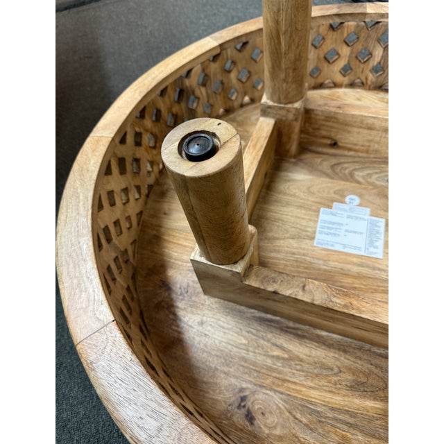 West Elm West Elm Carved Lattice Mango Coffee Table For Sale - Image 4 of 12