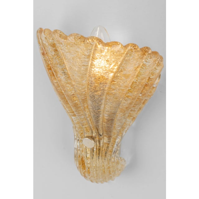 Murano Ice Glass Brass Sconces attributed to Hillebrand, Germany, 1970s, Set of 2 For Sale - Image 9 of 10