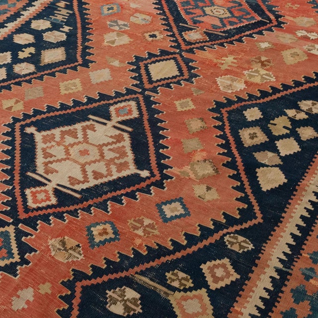 Vintage Hand-Knotted Caucasian Kazak Kilim Runner, 1920s For Sale - Image 4 of 7
