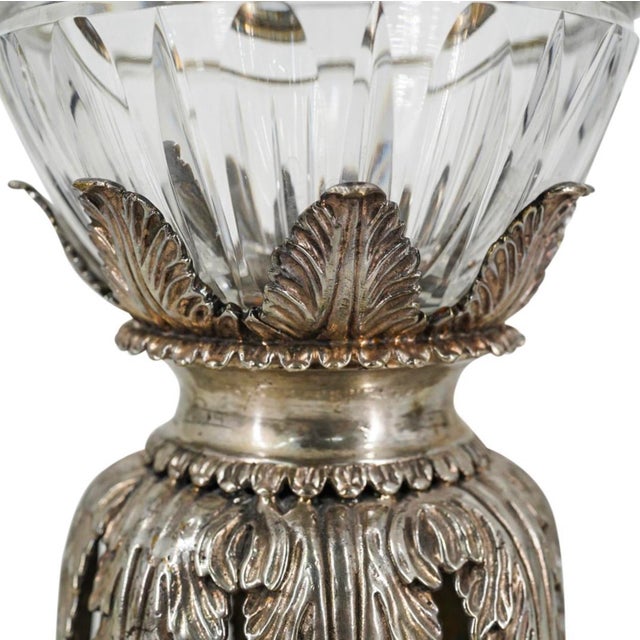 Late 20th Century Maitland-Smith Crystal Glass and Silver Plated Pineapple or Egg Form Vessel 15” For Sale - Image 5 of 8