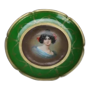 Antique Austrian Vienna Imperial PSl Porcelain Portrait Plate, Circa 1900