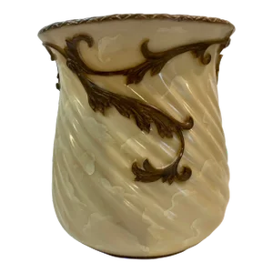 Vintage Dorothy Draper Style Hand Painted Faux Marble Bathroom Wastebasket