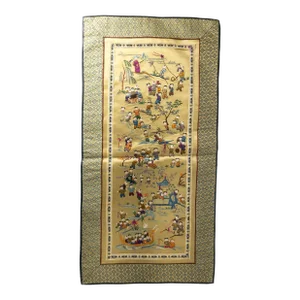 20th Century Chinese Silk Embroidered Panel With 100 Boys Theme