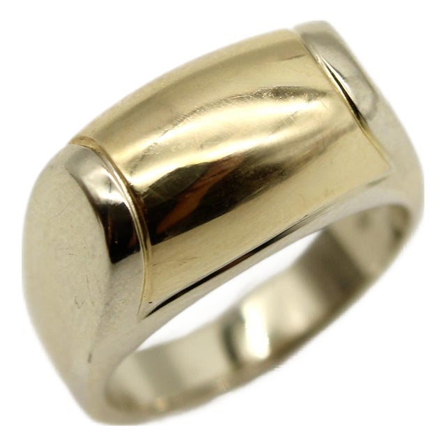 Vintage Bvlgari Tronchetto Two-Tone 18k Gold Ring, Size 5.5 For Sale