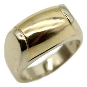 Vintage Bvlgari Tronchetto Two-Tone 18k Gold Ring, Size 5.5