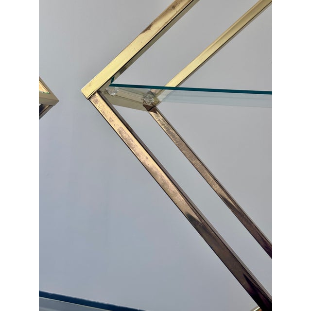 Vintage Milo Baughman Style Diamond Brass and Glass Etagere, Attributed For Sale - Image 11 of 18