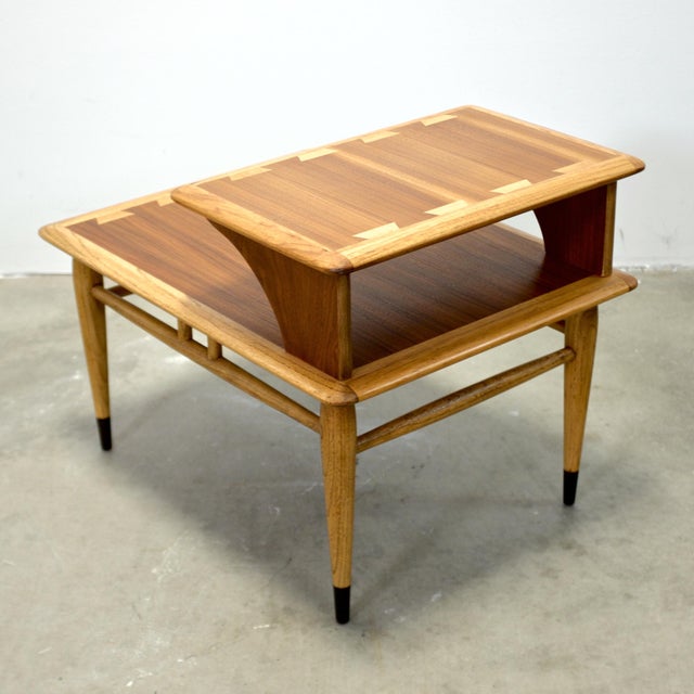 Lane “Acclaim” Walnut & Ash Side Table / Step Table For Sale In Boston - Image 6 of 7