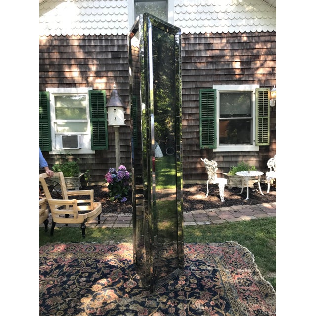 Glass Mid-Century Modern Three Paneled Mirrored Screen For Sale - Image 7 of 11