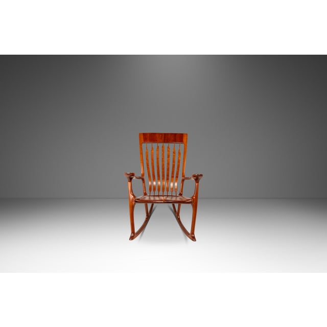 Studio Craft Sculptural Rocking Chair in Solid Cherry Wood Attributed to Hal Taylor After Sam Maloof and James Krenov, Usa, C. 1980's For Sale In Orlando - Image 6 of 18