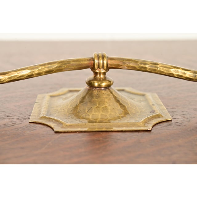 Metal Roycroft Arts & Crafts Brass Finished Hammered Copper Candelabra For Sale - Image 7 of 12