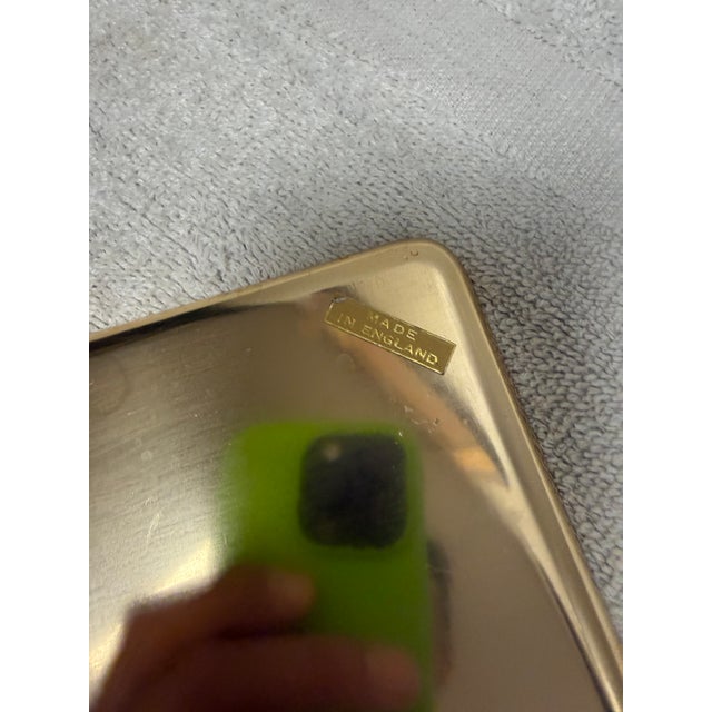 Metal Kaymet 760/G Gold Embossed Square Trays Coaster Divot 60's Made in England For Sale - Image 7 of 7