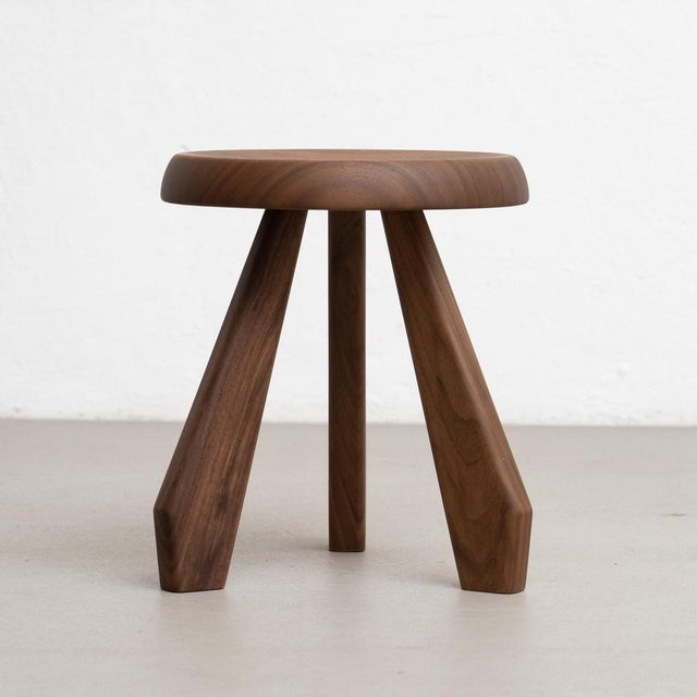 Mid-Century Modern Walnut Meribel Stool from Charlotte Perriand For Sale - Image 6 of 14