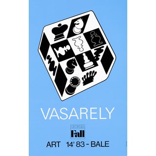 Jeu d'Echecs Bleu Poster after Victor Vasarely For Sale