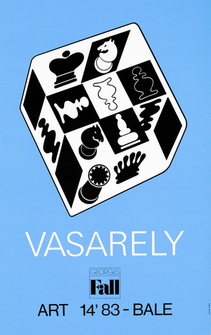 Jeu d'Echecs Bleu Poster after Victor Vasarely