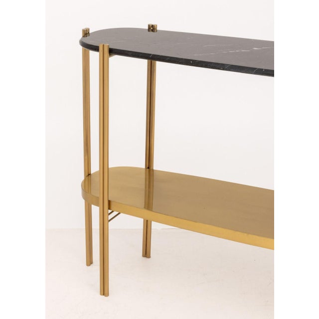 Early 21st Century Luxxu Marble Top Two-Tier Brass "Craig" Table For Sale - Image 5 of 8