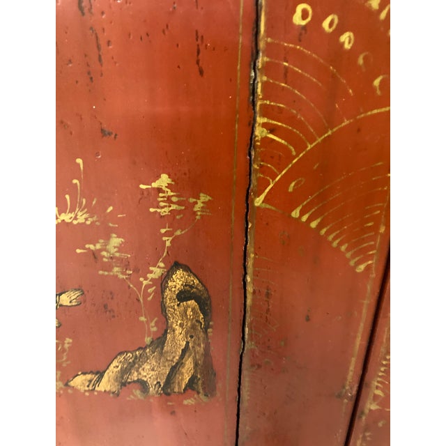 Scarlet Late Qing Dynasty Chinese Red Lacquered Tall Wedding Chest For Sale - Image 8 of 12