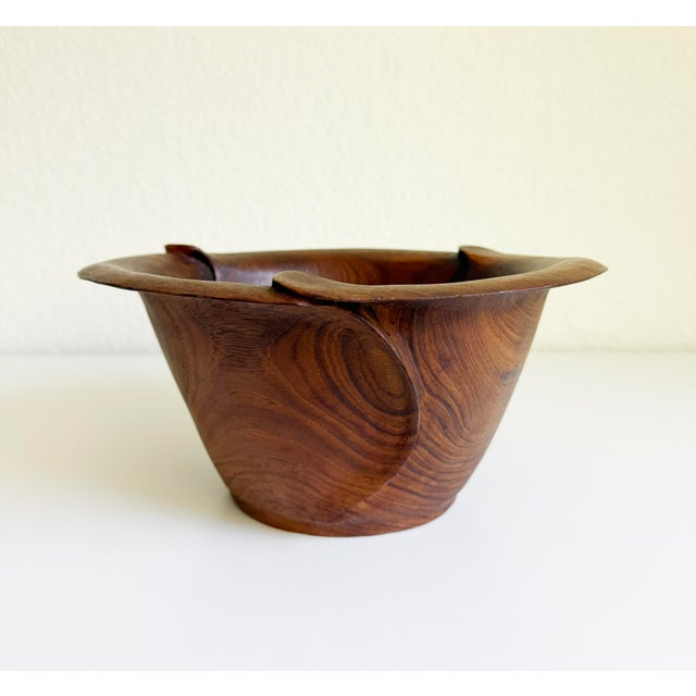 Biomorphic Carved Teak Wood Bowl For Sale In Sacramento - Image 6 of 9