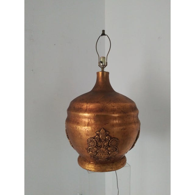 1970s Mid-Century Large Gold Leaf Lamp For Sale - Image 12 of 13