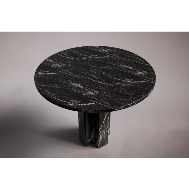 Arti Alexander Black Marble Round Dining Table 40" For Sale - Image 4 of 5