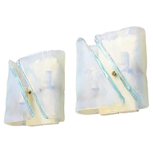 Opaline Glass Sconces from Mazzega, 1960s, Set of 2 For Sale