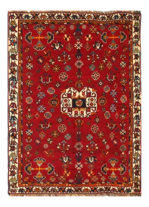 Vintage Red Persian Hand Knotted Shiraz Rug 3'11'' X 5'1''