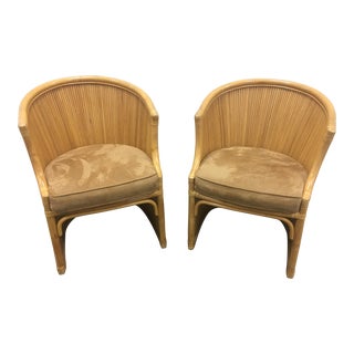 1970s Vintage Split Rattan Chairs- A Pair For Sale