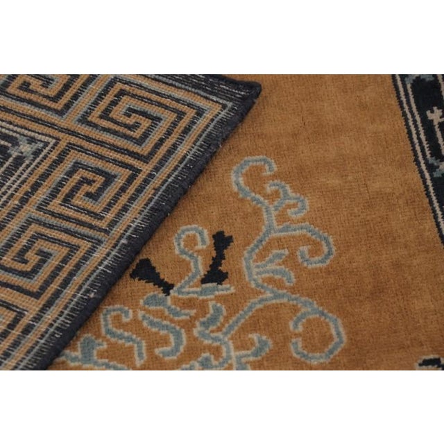 Beige Rug & Kilim’s Chinese Art Deco Inspired Rug, Brown With Greek Key Border For Sale - Image 8 of 9