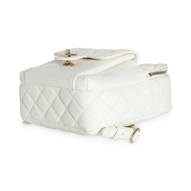 Animal Skin White Quilted Caviar Small CC Day Backpack Handbag For Sale - Image 7 of 9