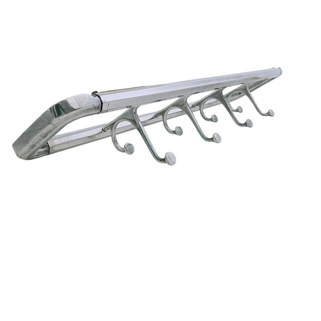 Silver Art Deco Brass Wall Coat Rack, 1930s For Sale - Image 8 of 12