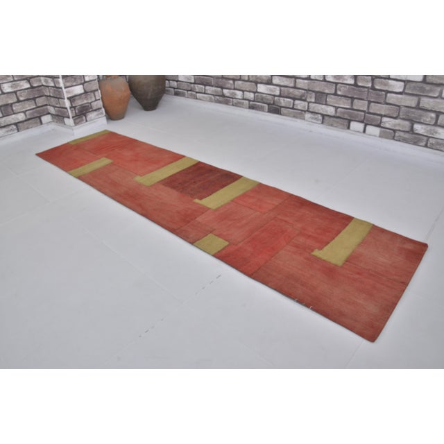 Red Handmade Red Decorative Runner Rug, 1960s For Sale - Image 8 of 11